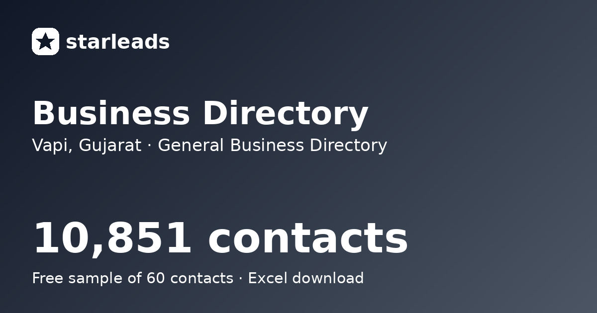 Business Directory in Vapi — 10,851 contacts · Starleads