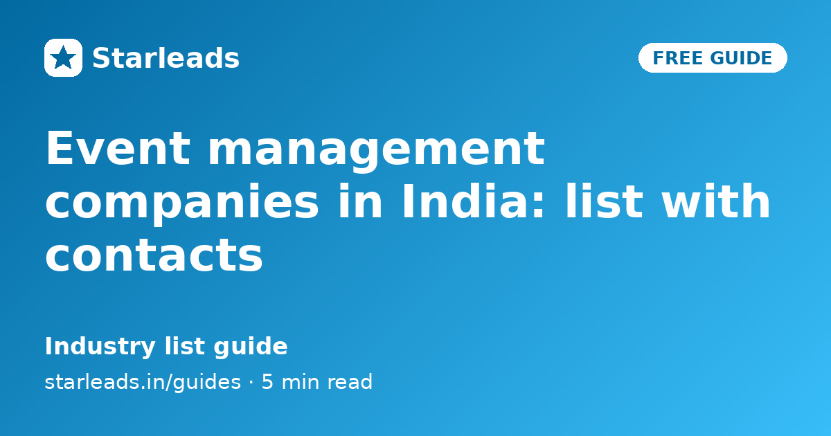 Event management companies in India: list with contacts